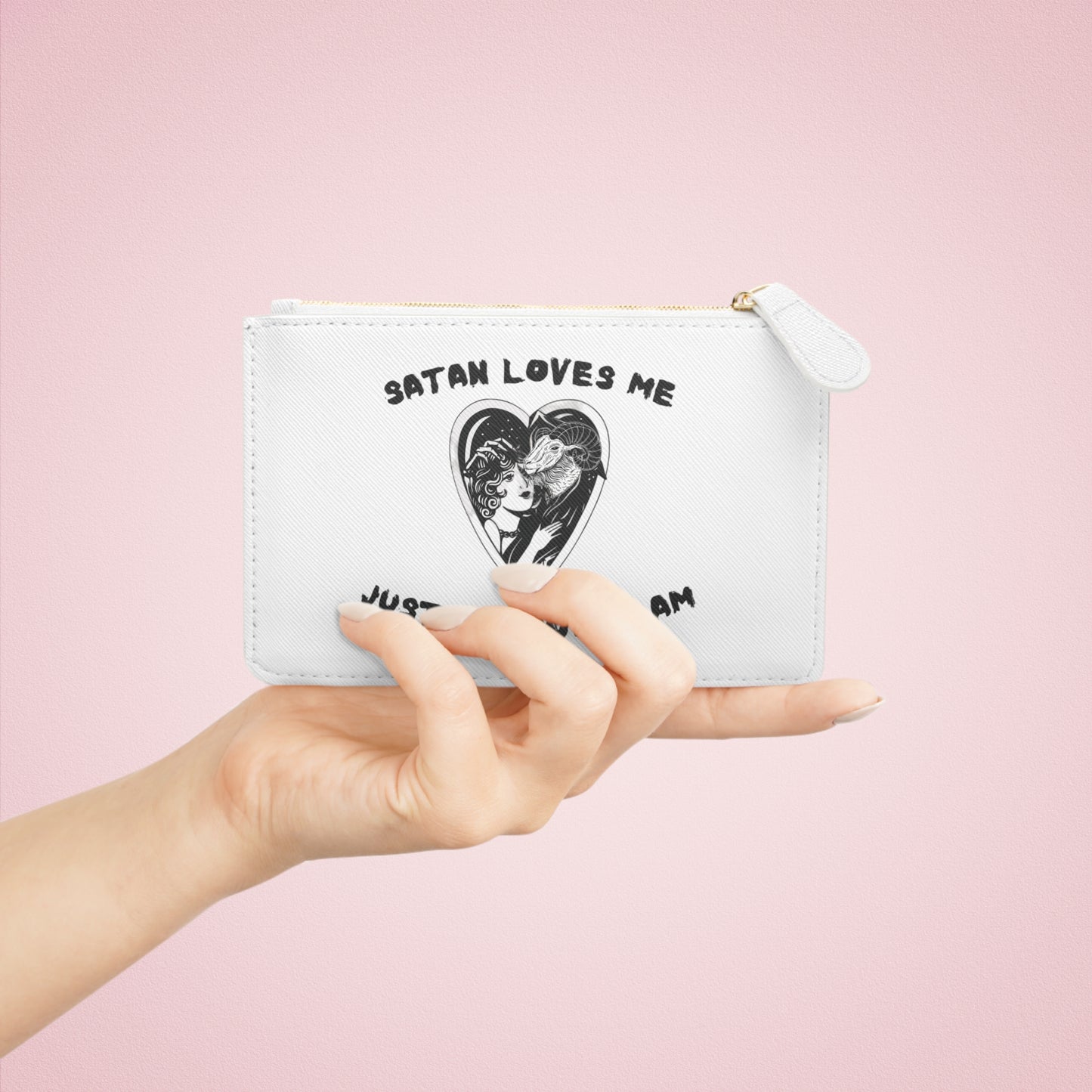 Satan Loves Me Vintage Mini Clutch Bag, Occult Theme, Halloween Gift