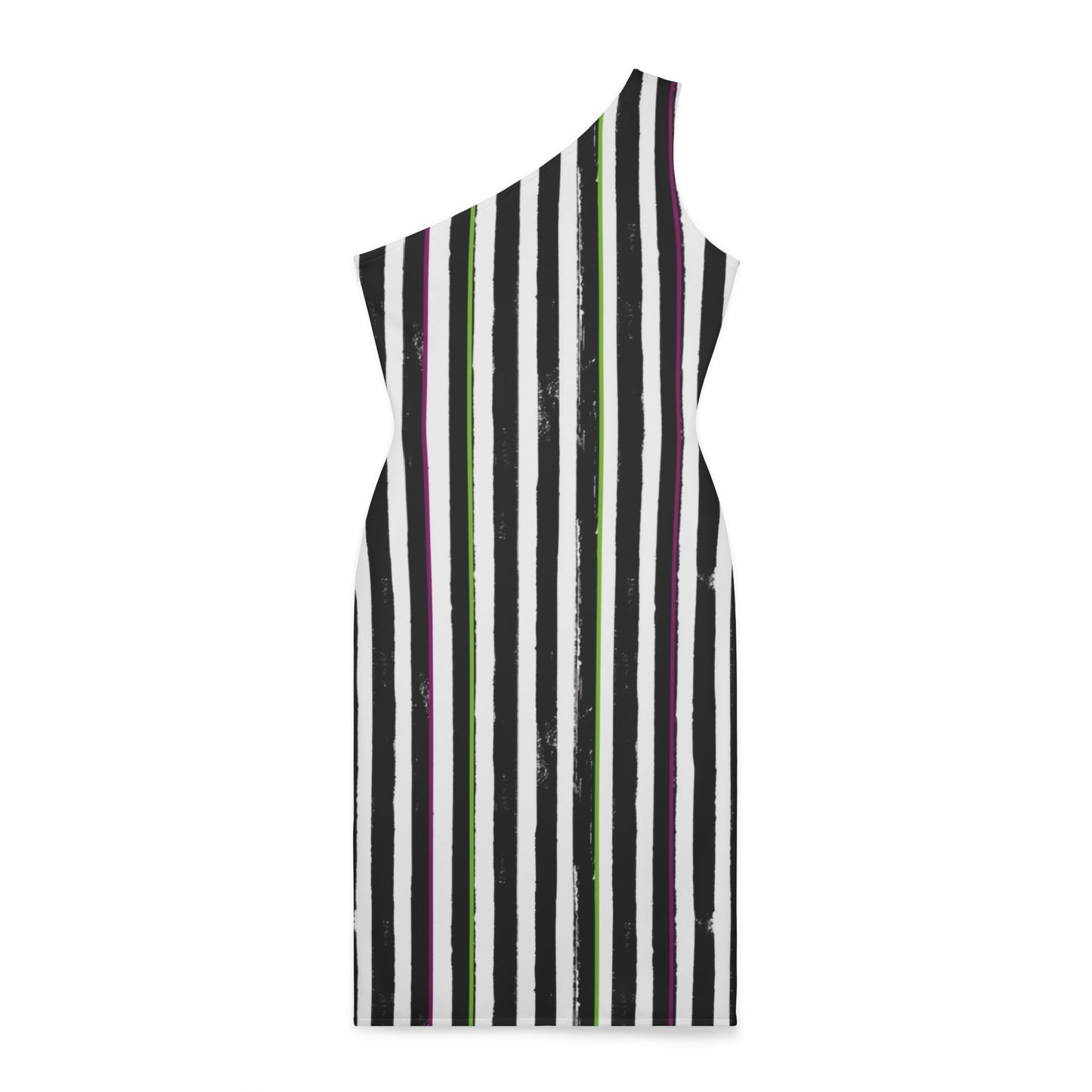 Beetlejuice Inspired Striped One Shoulder Dress, Sexy Women's Mini Dress, Black White Stripes, Minimalist Fashion, Trendy Night Outfit