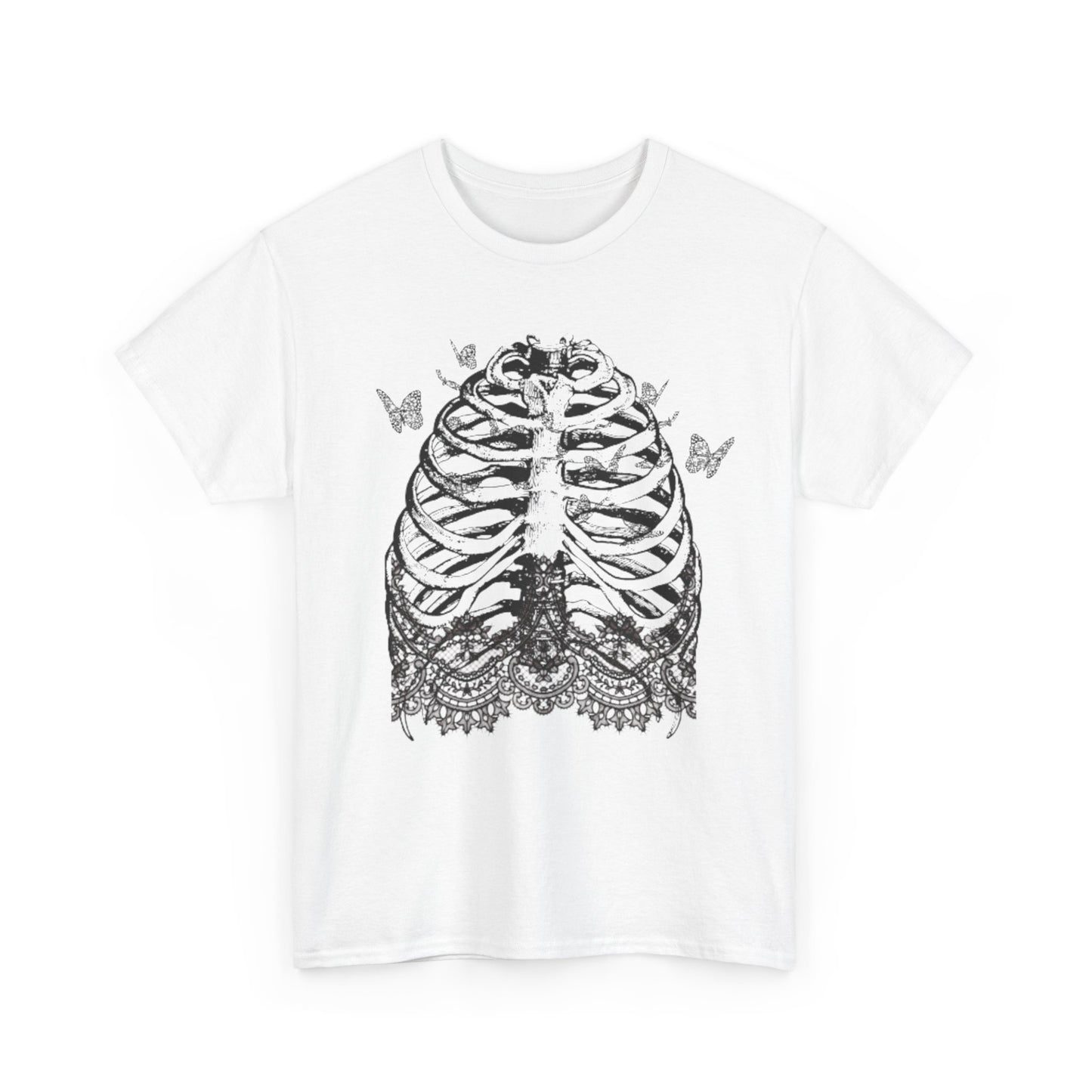 Skeleton Lace Tee, Women's shirts, Unisex Gothic wear, Spooky tees, alt fashion