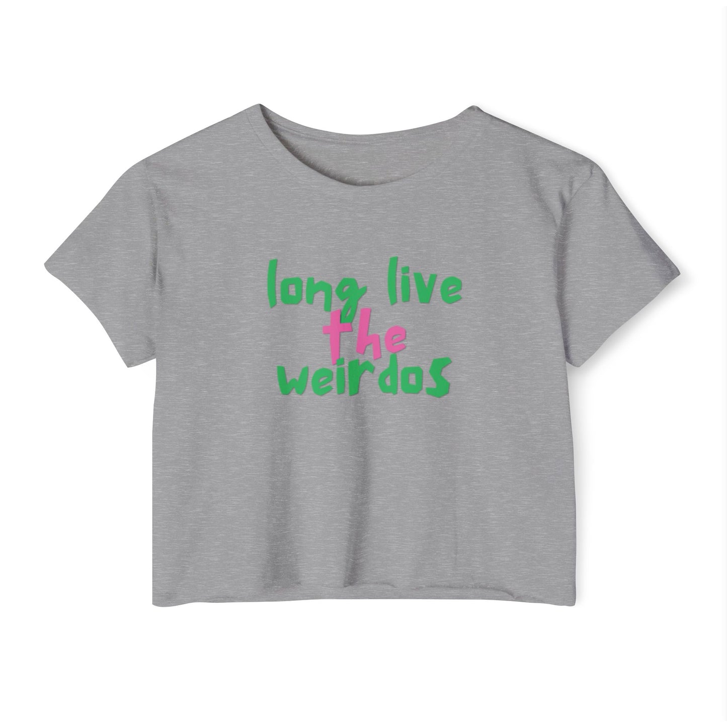 Long Live the Weirdos Pink Green Crop Top, Cute Women's Clothing, Halloween Tees, Alternative tees