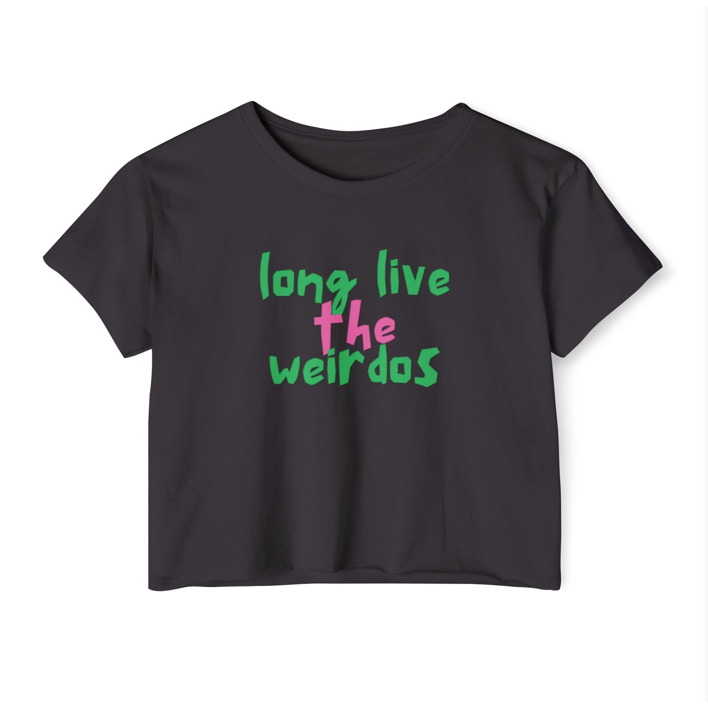 Long Live the Weirdos Pink Green Crop Top, Cute Women's Clothing, Halloween Tees, Alternative tees