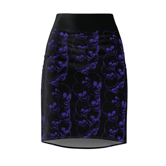 Skirt Neon Purple Skull Print, Women's Clothing, Skeleton Skirt, Halloween Dress