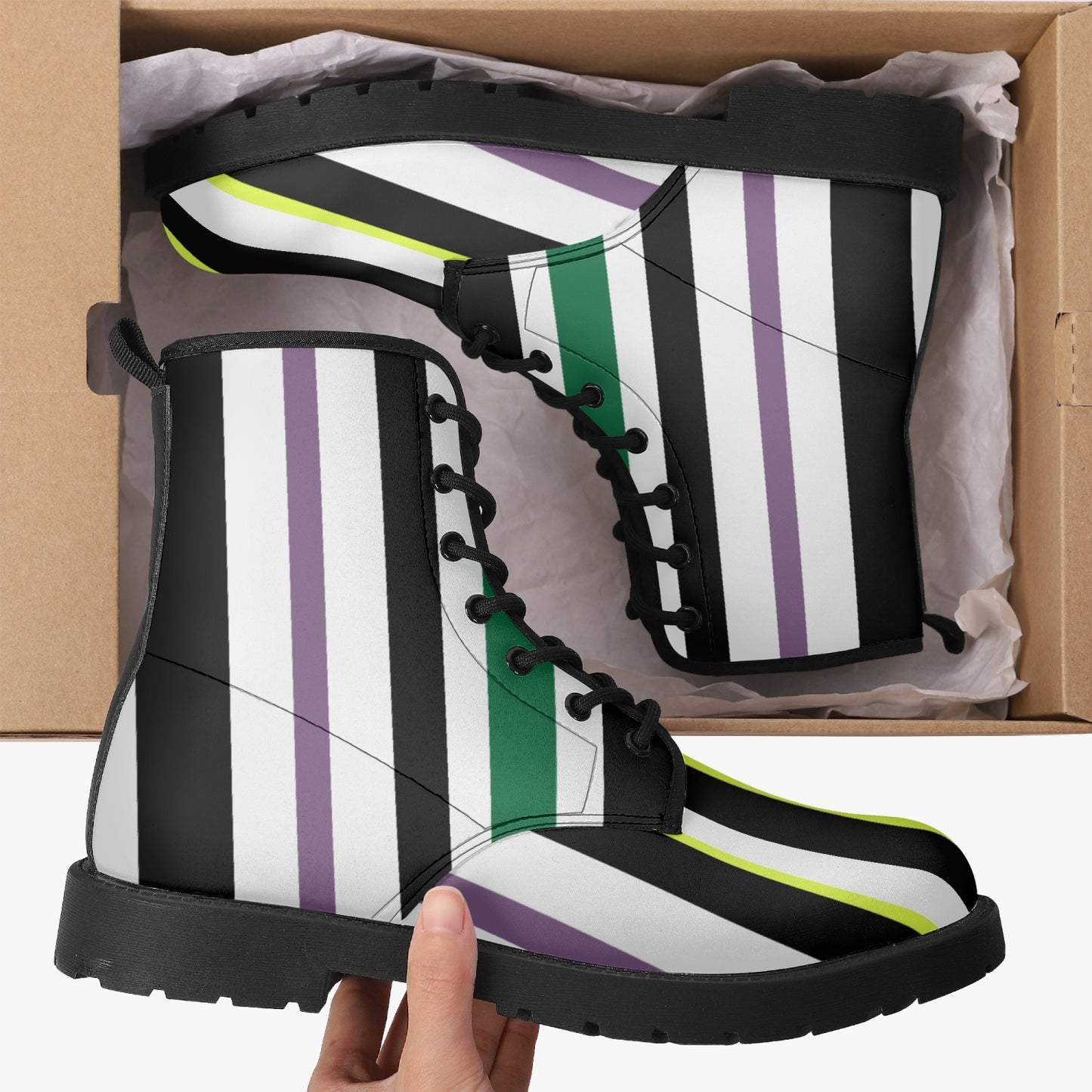 Beetlejuice Inspired Combat Boots, Halloween Women's Boots, Mens Boots, Unisex Striped Boots