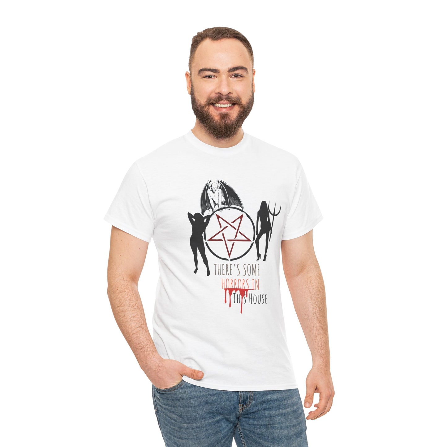 There's Horrors in This House Halloween Shirt, Unisex, Satire, Gothic, Spooky Season Tee