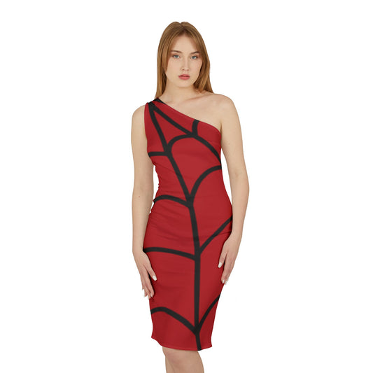 Spider Web Shoulder Dress, Sexy Halloween Red Dress, Cosplay Outfit