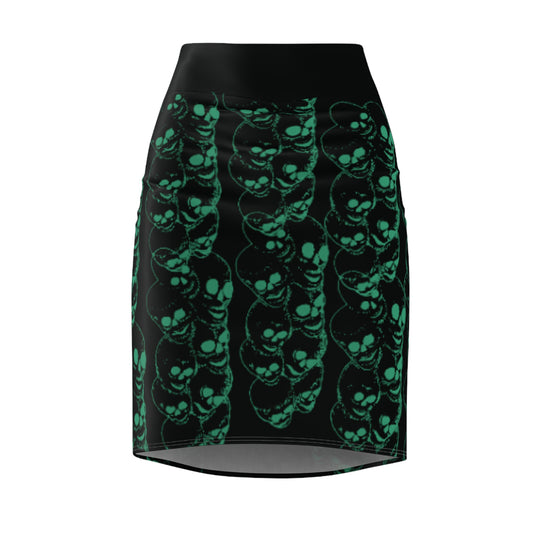 Copy of Skirt Neon Green Skull Print, Women's Clothing, Skeleton Skirt, Halloween Dress