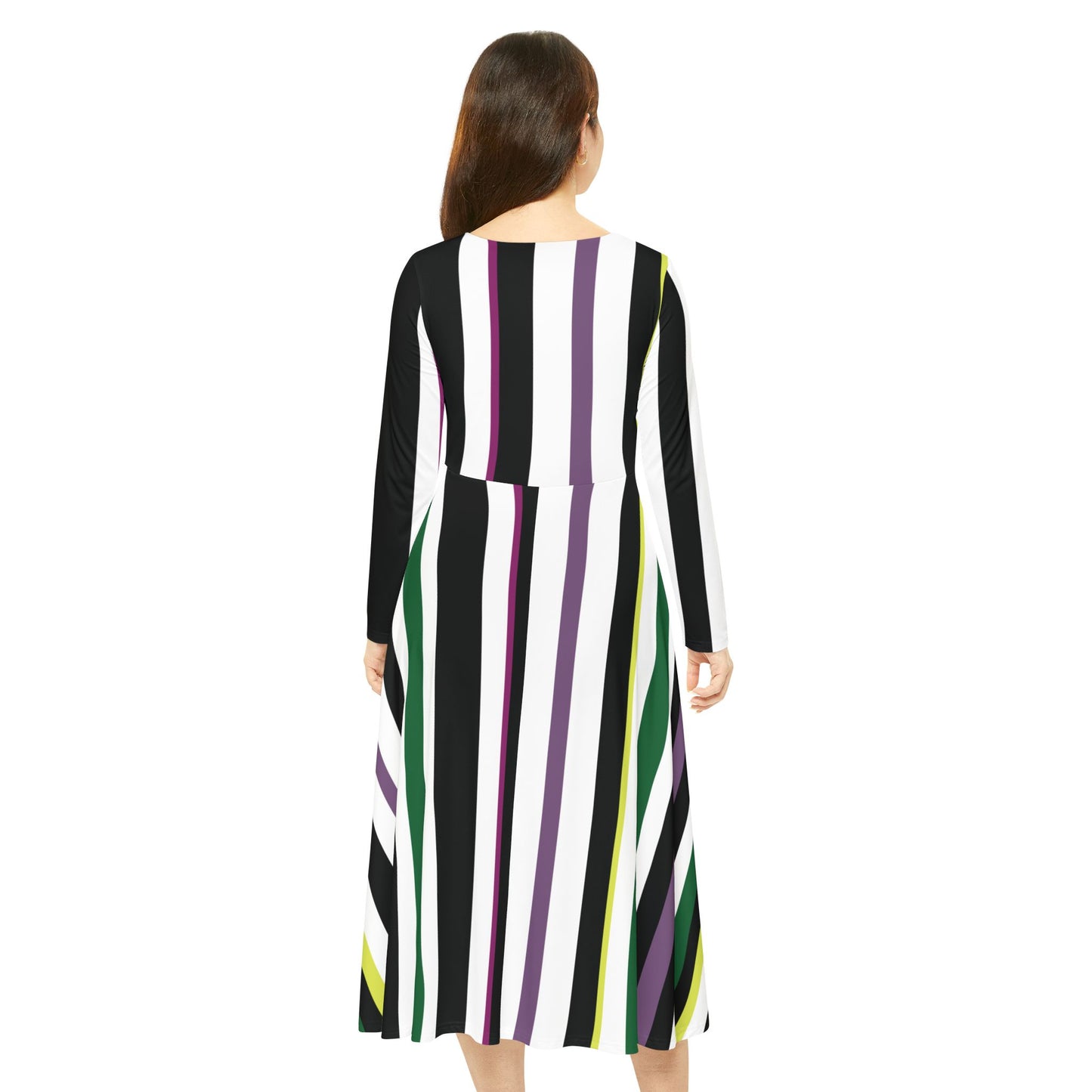 Long Sleeve Dance Dress - Betelgeuse Inspired Striped Halloween Outfit