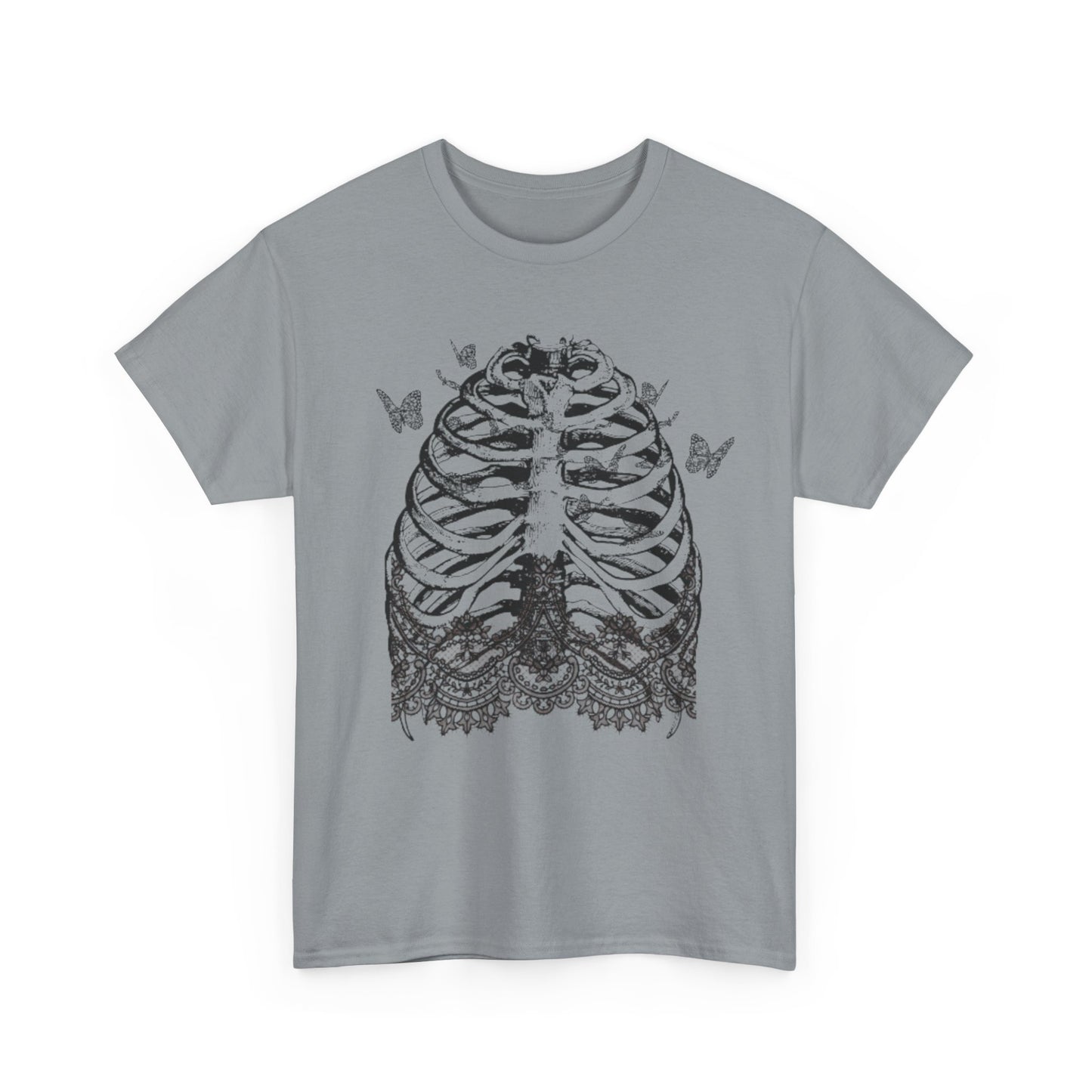 Skeleton Lace Tee, Women's shirts, Unisex Gothic wear, Spooky tees, alt fashion