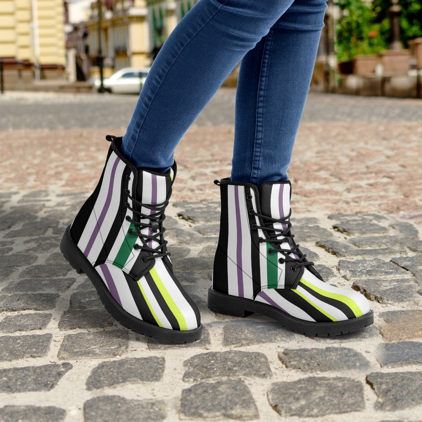 Beetlejuice Inspired Combat Boots, Halloween Women's Boots, Mens Boots, Unisex Striped Boots