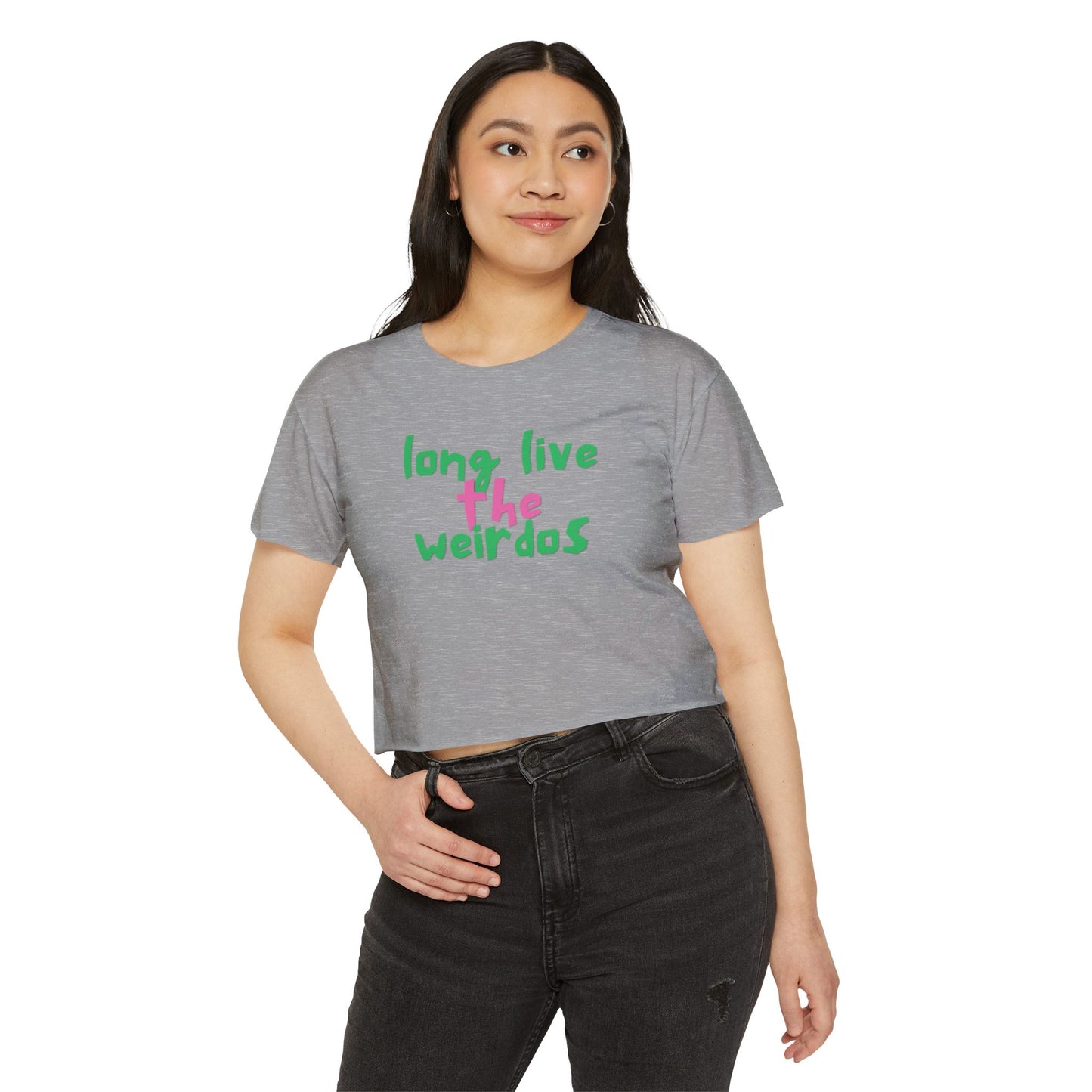 Long Live the Weirdos Pink Green Crop Top, Cute Women's Clothing, Halloween Tees, Alternative tees