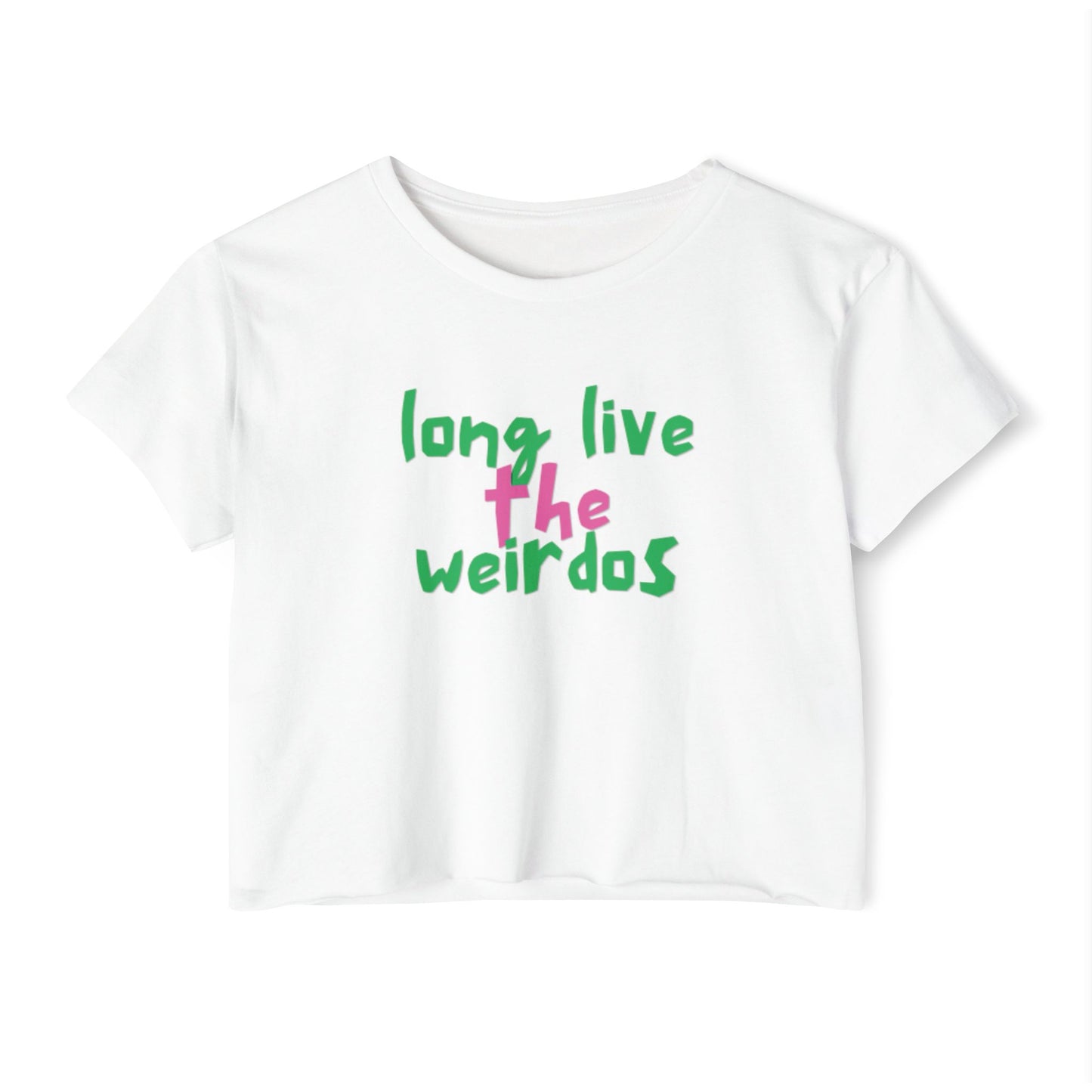 Long Live the Weirdos Pink Green Crop Top, Cute Women's Clothing, Halloween Tees, Alternative tees