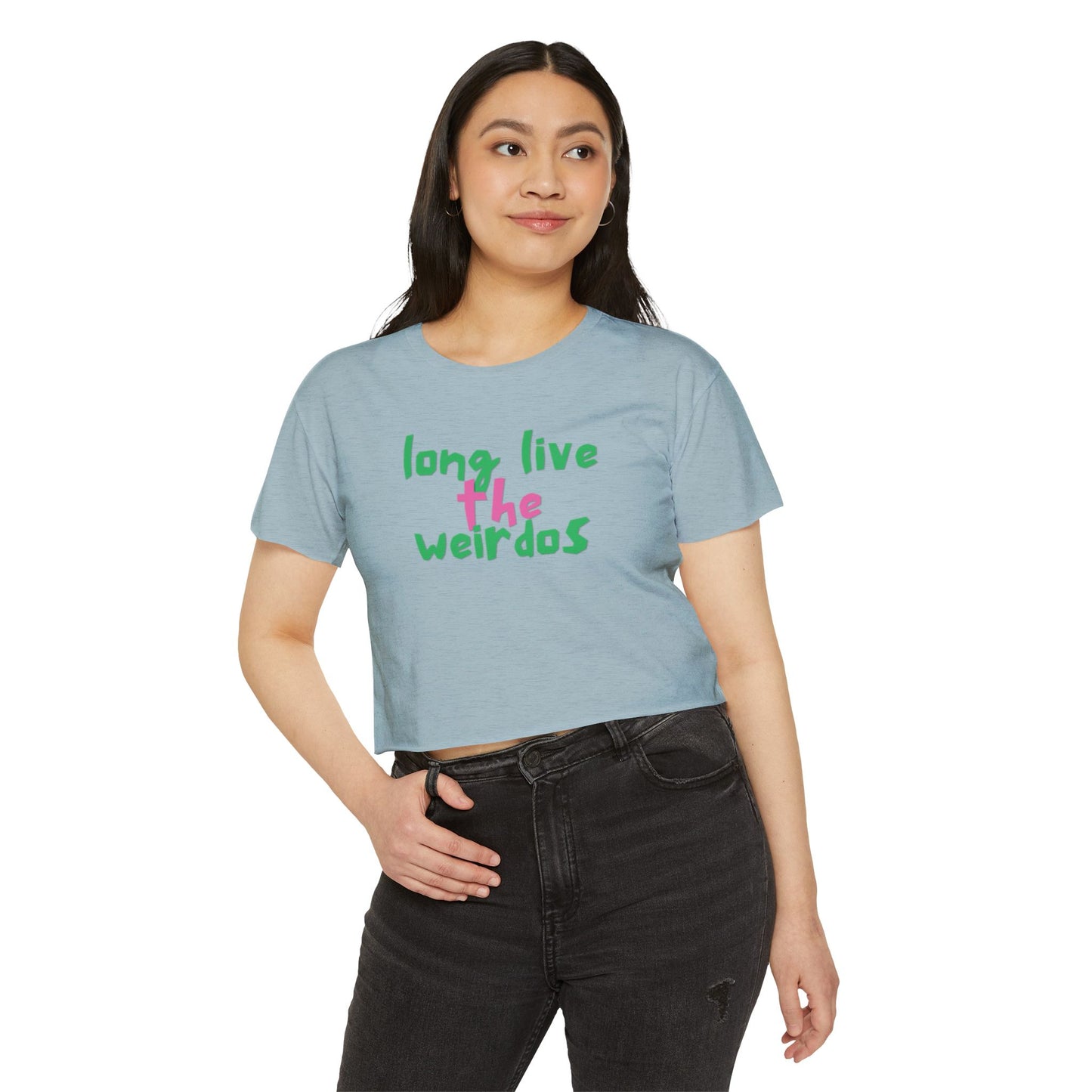 Long Live the Weirdos Pink Green Crop Top, Cute Women's Clothing, Halloween Tees, Alternative tees