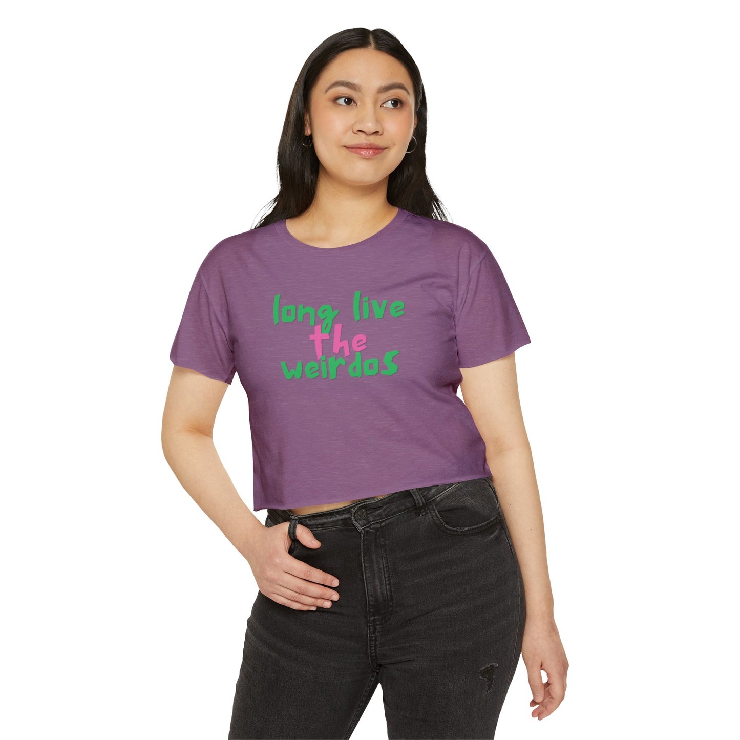 Long Live the Weirdos Pink Green Crop Top, Cute Women's Clothing, Halloween Tees, Alternative tees