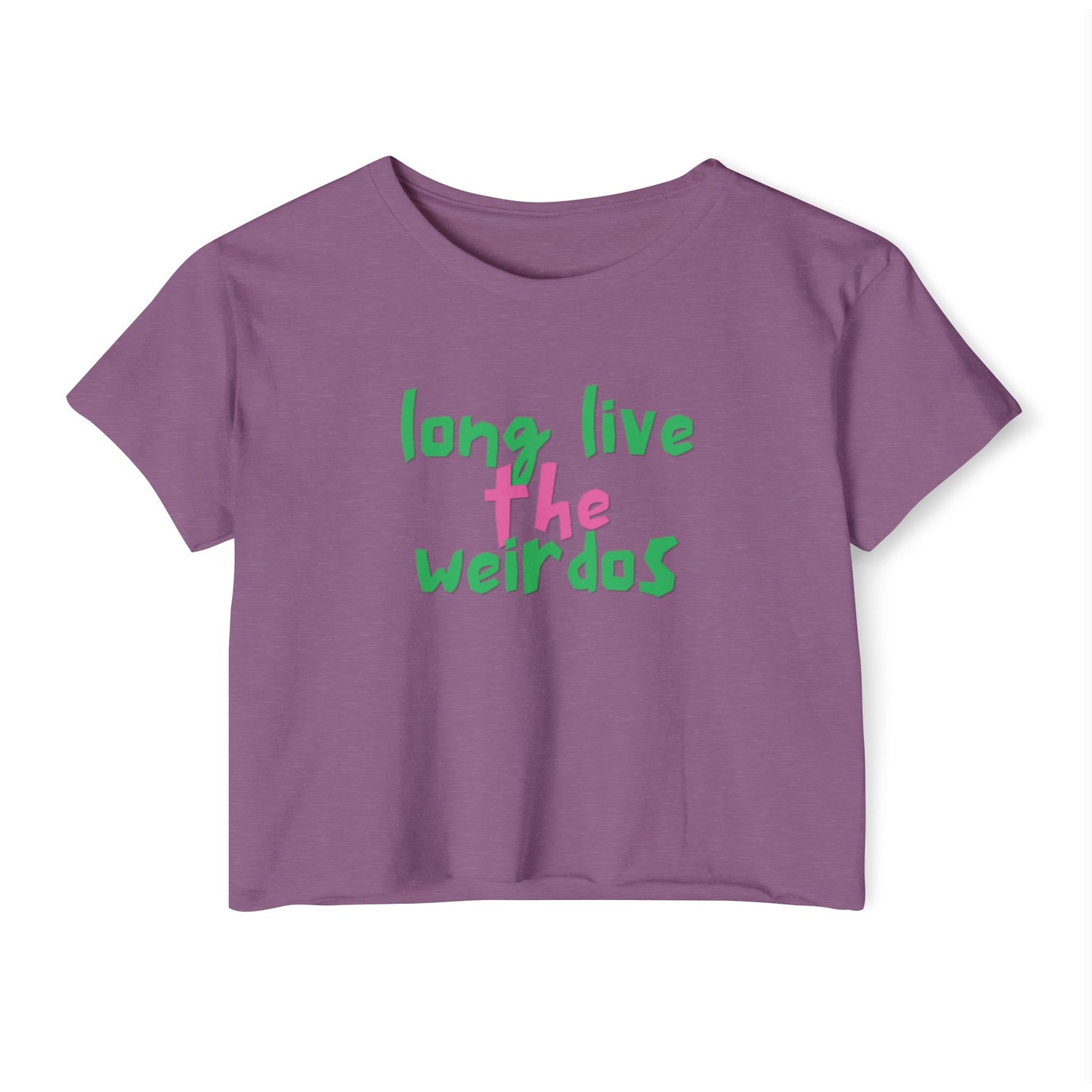 Long Live the Weirdos Pink Green Crop Top, Cute Women's Clothing, Halloween Tees, Alternative tees