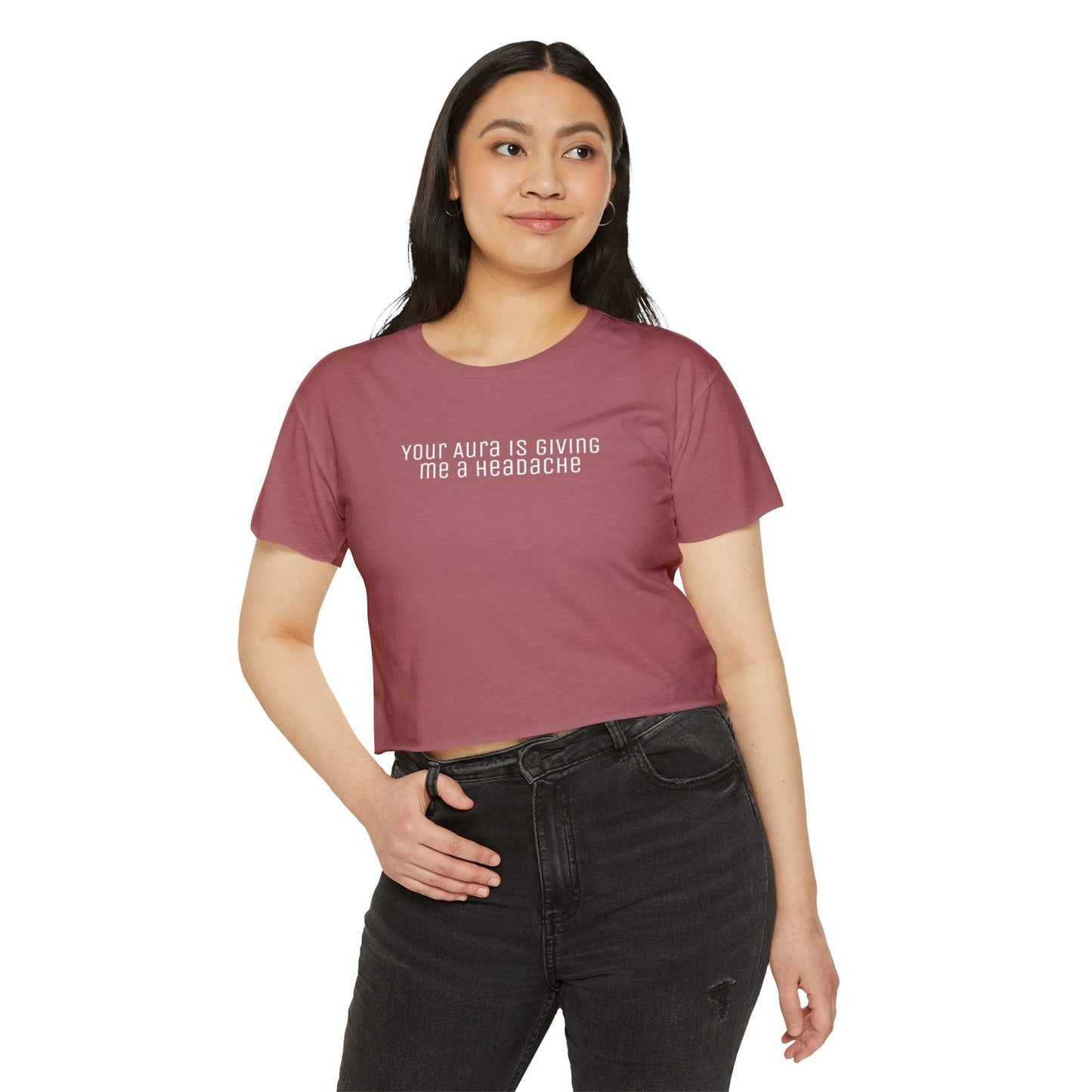 Playful Aura Crop Top - Trendy Tee for Women